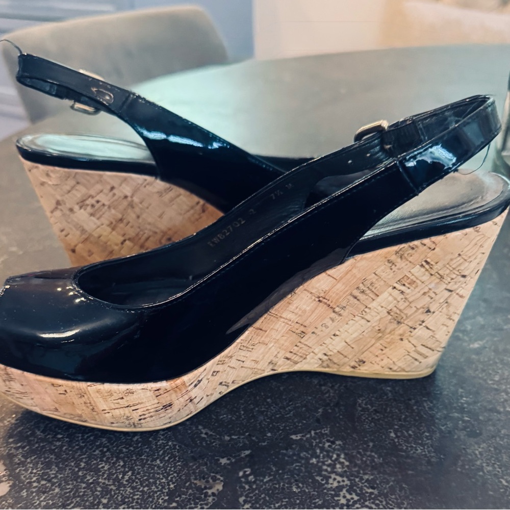 Stuart Weitzman Black Patent Leather Wedges